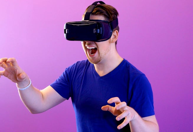 Person with a vr box